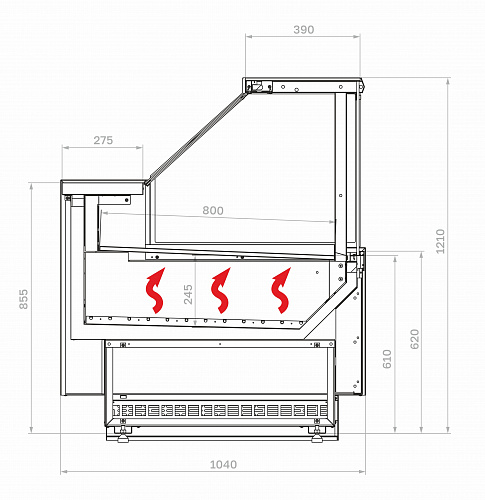 Тепловая витрина Carboma GC110 SH 1,25-1 тепловая (версия 2.0) (без боковин)